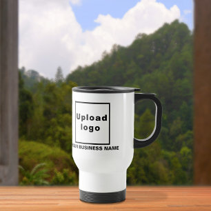 Business Name and Logo on White Travel Mug