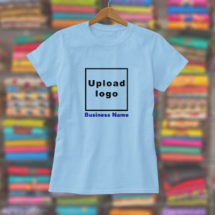 Business Name and Logo on Women Light Blue T-Shirt