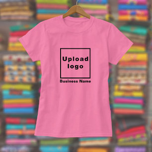 Business Name and Logo on Women Pink T-Shirt