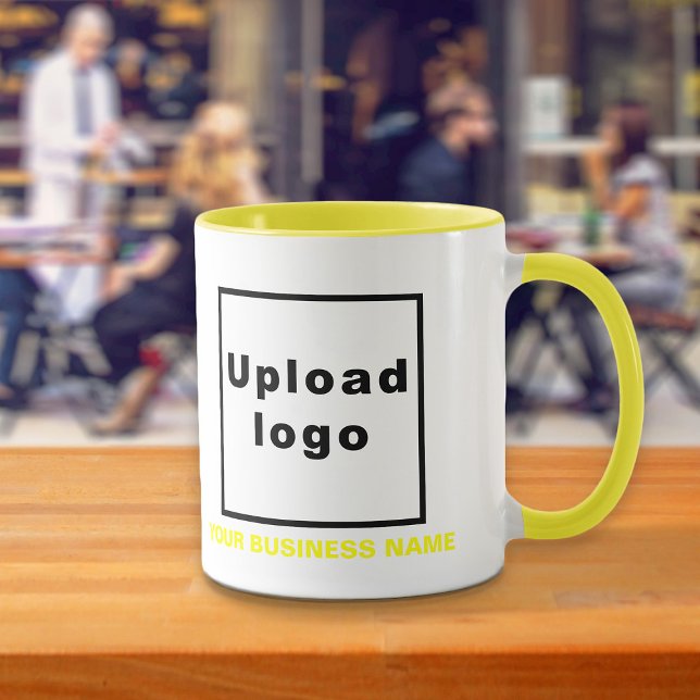 Business Name and Logo on Yellow Combo Mug (Build brand name awareness. Your business name and logo on yellow combo mug.)