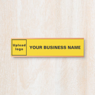 Business Name and Logo on Yellow Hanging Door Sign