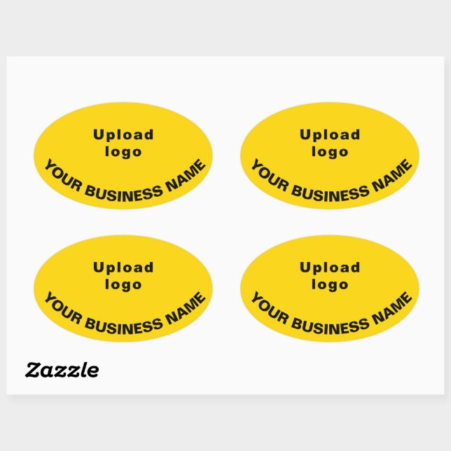 Business Name and Logo on Yellow Oval Sticker (Sheet)