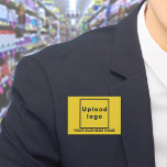 Business Name and Logo on Yellow Rectangle Button<br><div class="desc">Yellow rectangle button that you can customise by typing your business name and uploading your business logo. Customise it and use it as a uniform accessory to advertise your business or to promote your brand name to customers or clients. Customisable accessory that you can use as marketing material to build...</div>