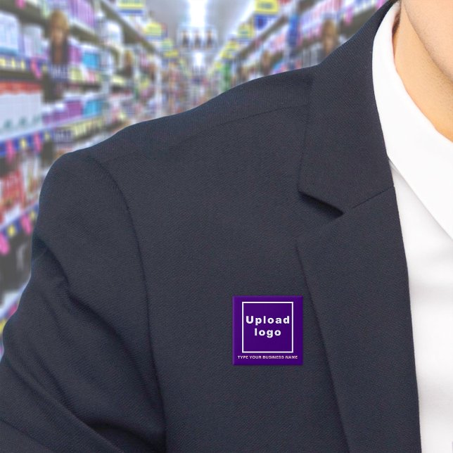 Business Name and Logo Purple Square Button (Build brand name awareness. Your business name and logo on purple square button.)