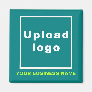 Business Name and Logo Teal Square Magnet