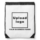 Business Name and Logo White Drawstring Backpack