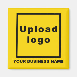 Business Name and Logo Yellow Square Magnet