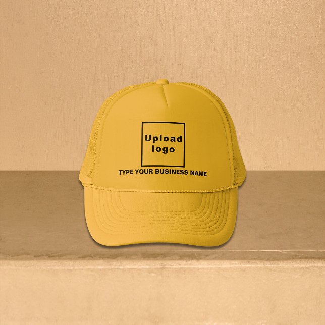 Business Name and Logo Yellow Trucker Hat (Your business name and logo on yellow trucker hat)