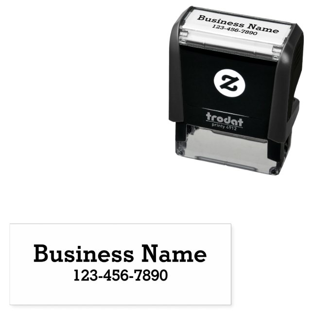 Business Name and Phone Number Bold Text Template Self-inking Stamp (In Situ)