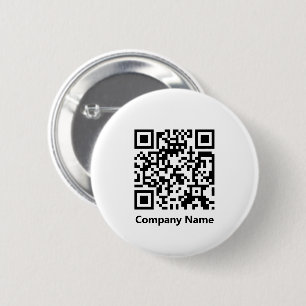 Business Name and QR Code Black & White Template  6 Cm Round Badge