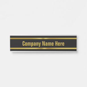 Business Name Black and Gold Text Template Door Sign