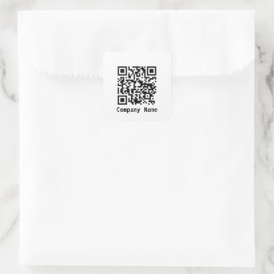 Business Name Black and White QR Code Template Square Sticker