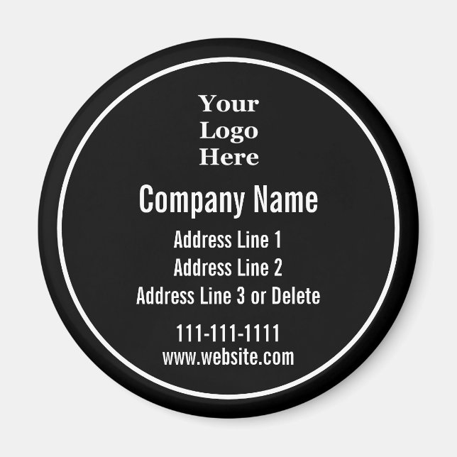 Business Name Black White Text Your Logo Here Magnet (Front)