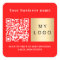 Business name bright red logo qr code