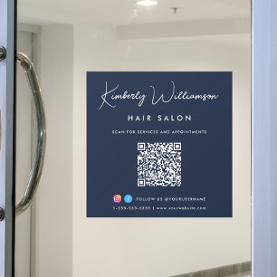 Business Name Chic Signature Script QR Code Blue