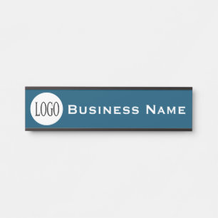 Business Name Company Blue Office Door Sign