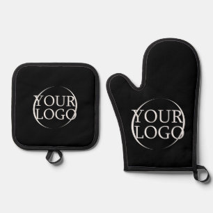 Business Name Create Your Own Company Text Oven Mitt & Pot Holder Set