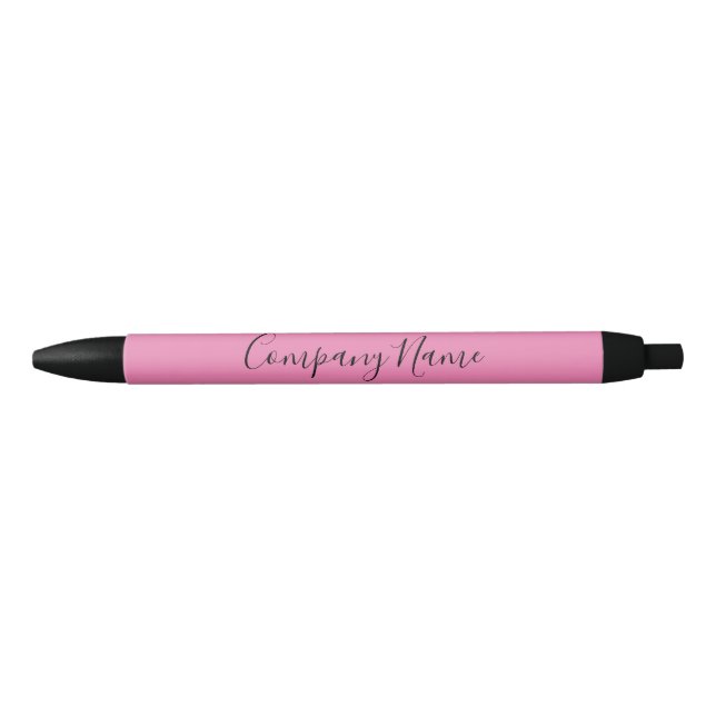 Business Name Cursive Script Elegant Pink & Black Ink Pen (Front)