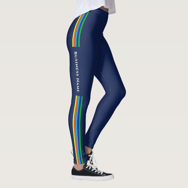 Business Name Custom Vertical Stripes Leggings (Right)