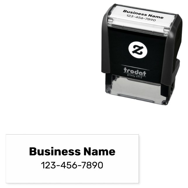 Business Name in Bold Font & Phone Number Template Self-inking Stamp (In Situ)