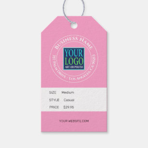 Business Name, Logo Address Pink & White Price Tag