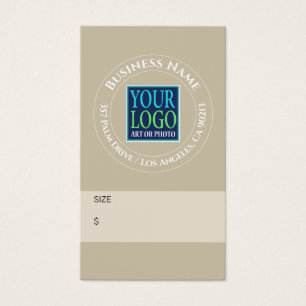 Business Name, Logo, Address, Tan Size & Price Tag