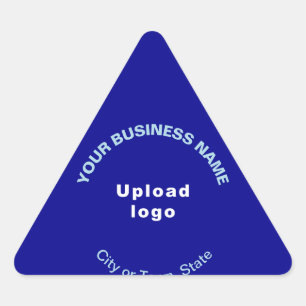 Business Name, Logo and Location on Blue Triangle Sticker