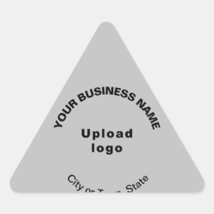 Business Name, Logo and Location on Grey Triangle Sticker