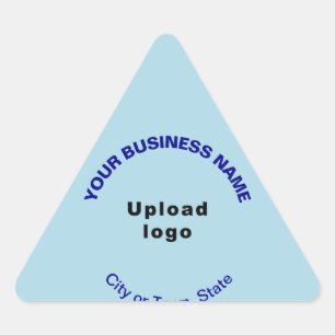 Business Name, Logo and Location on Light Blue Triangle Sticker