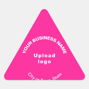 Business Name, Logo and Location on Pink Triangle Sticker
