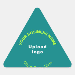Business Name, Logo and Location on Teal Green Triangle Sticker