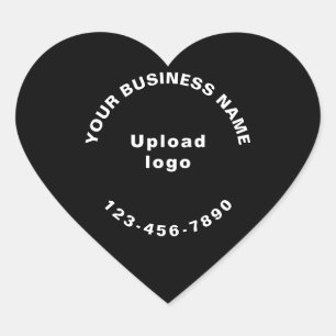 Business Name, Logo and Phone Number on Black Heart Sticker