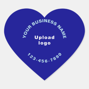 Business Name, Logo and Phone Number on Blue Heart Sticker