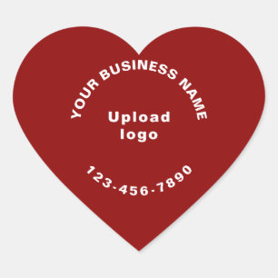 Business Name, Logo and Phone Number on Red Heart Sticker