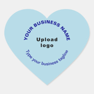 Business Name, Logo and Tagline on Light Blue Heart Sticker