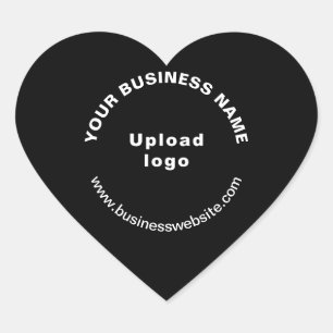 Business Name, Logo and Website on Black Heart Sticker