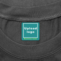 Business Name & Logo on Teal Green Square Iron On