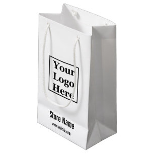 Business Name Logo Phone Number Black and White Small Gift Bag