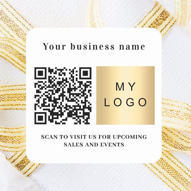 Business name logo qr code brand colour square sticker (Creator Uploaded)