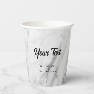 Business Name Modern Professional White Marble Paper Cups
