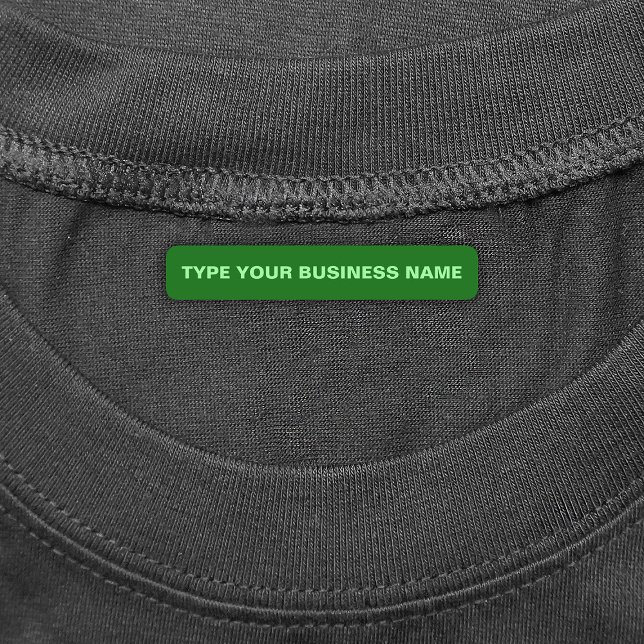 Business Name on Green Rectangle Iron On Label (Green rectangle iron on label with your business name)