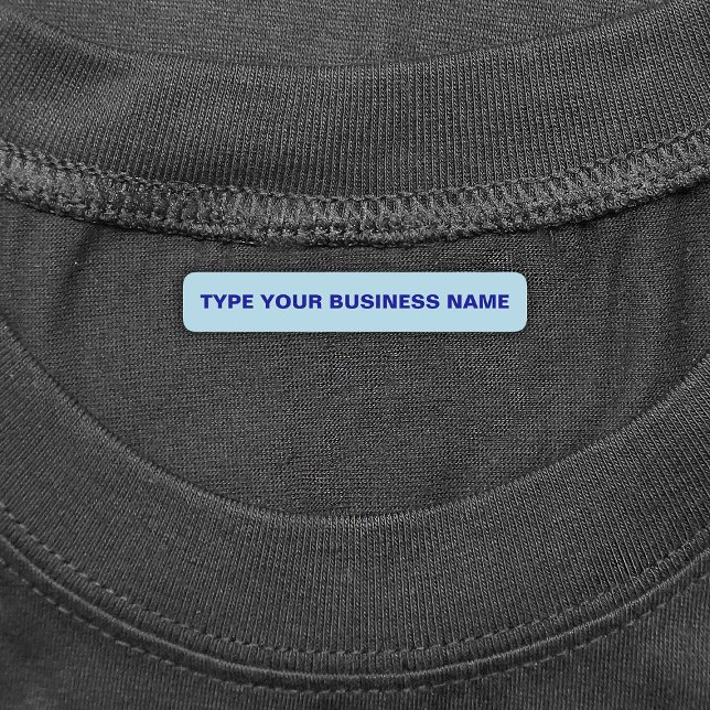 Business Name on Light Blue Rectangle Iron On (Light blue rectangle iron on label with your business name)