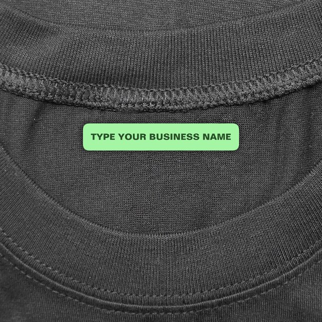 Business Name on Light Green Rectangle Iron On (Light green rectangle iron on label with your business name)