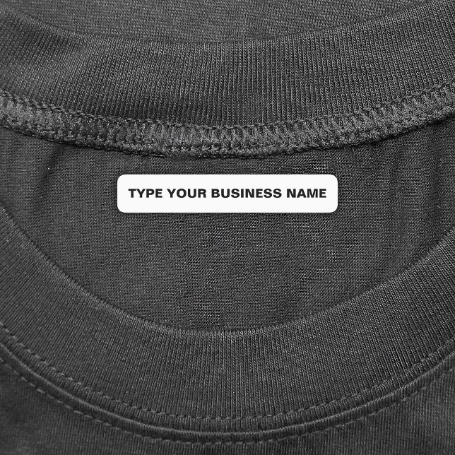 Business Name on White Rectangle Iron On Label (White rectangle iron on label with your business name)