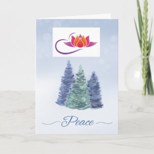 Business Name or Logo Holiday Peace with Evergreen Card