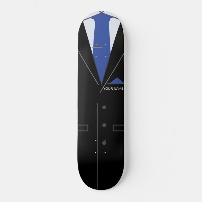 Business Name Personalised Black Suit Skateboard (Front)