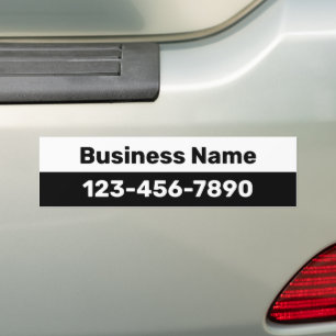 Business Name Phone Number Black and White Bumper Sticker