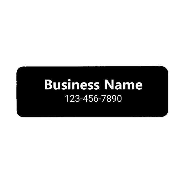 Business Name Phone Number Black Product Label (Front)