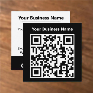 Business Name plus QR Code on a Square Business Card