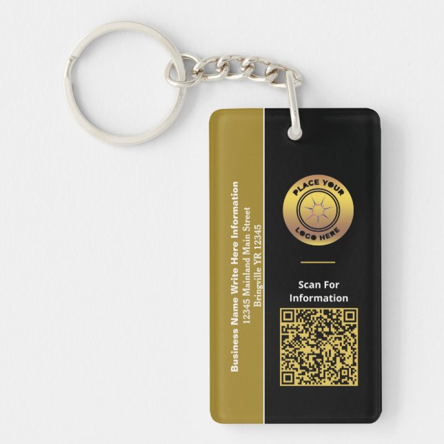 Business Name QR Code Bar Code Custom   Key Ring (Front)